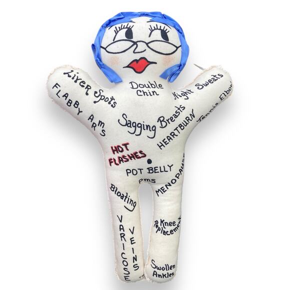 Humorous Vintage Woman Acupuncture Feminine Aging Blue Haired Cloth Voodoo Doll - Picture 1 of 14
